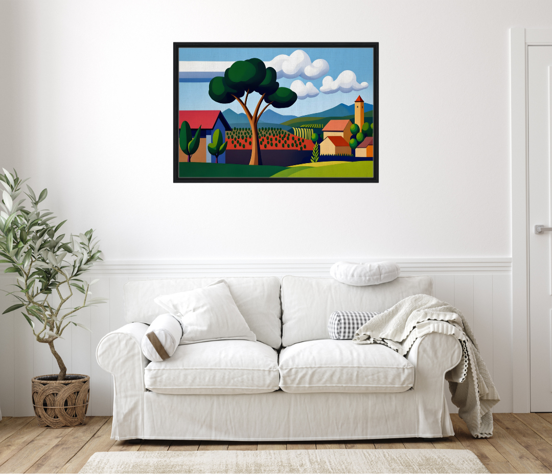 Tuscan Geometry. Framed Canvas