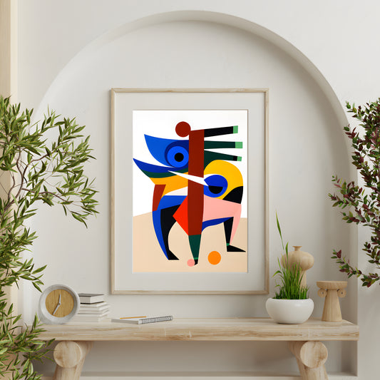 Geometric Menagerie - Abstract Bird in Motion, Canvas